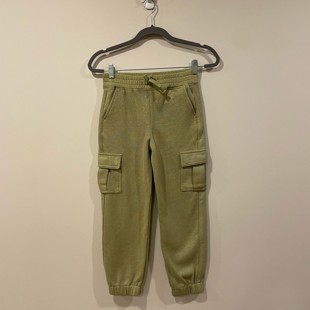 AQUA Girls Green Iridescent Joggers Sweatpants 100% Cotton with Pockets size 10